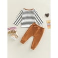 thumbnail image 4 of Gupgi 0-3Y Baby Girls Boys 2 Pcs Outfits, Stripe Long Sleeve Buttons T-Shirts Tops + Long Pants Set, 4 of 9
