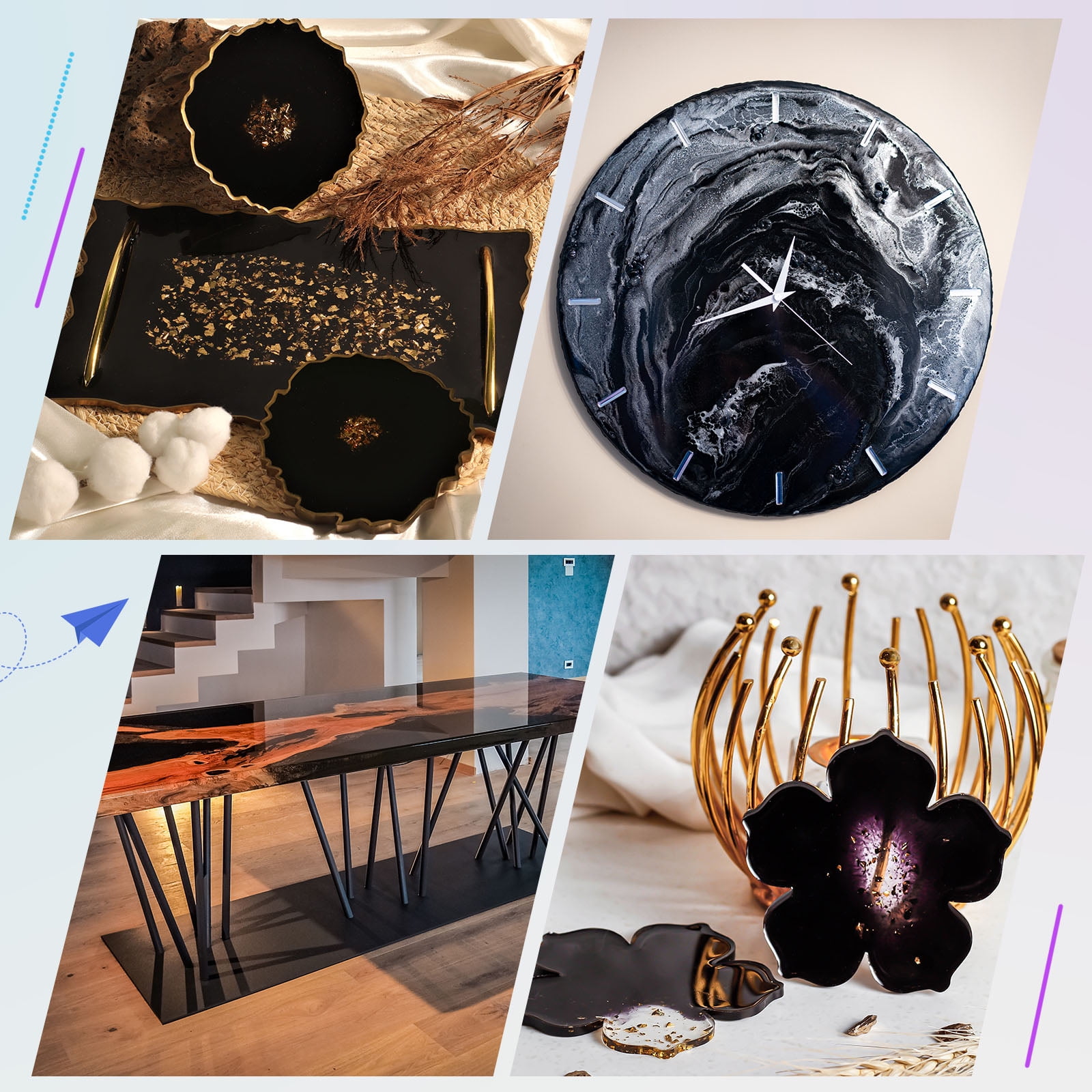 32 Oz Black Epoxy Resin, No-Bubble, High Purity, Self Leveling pour Resin Epoxy, Easy Mix 1:1 Coating and Casting Resin for Table Top, Molds, Tumbler Crafts, Art and Painting Resin, Jewelry