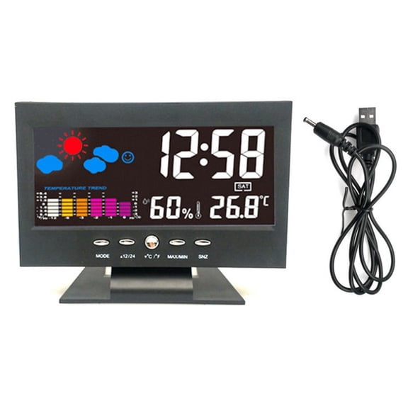 RANMEI Weather Forecasting Digital Clock With Temperature And Humidity Sensors