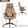 thumbnail image 2 of Costway Chaise de Bureau Ergonomique Haut Réglable en Daim avec Support Lombaire Marron, 2 of 11