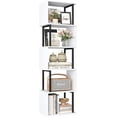 thumbnail image 1 of YKITRD Geometric Bookcase, Bookshelf 6-Tier S Shaped Book Shelves for Bedroom, Modern Wood Decorative Display Shelf Tall Book Case for Home Office, Rustic Brown, 1 of 10