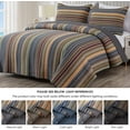 thumbnail image 5 of Chezmoi Collection Avery Striped Cotton Quilt Set Oversized King Size, 3-Piece Soft Pre-Washed 100% Cotton Quilt, Multi-Color Green, 5 of 9