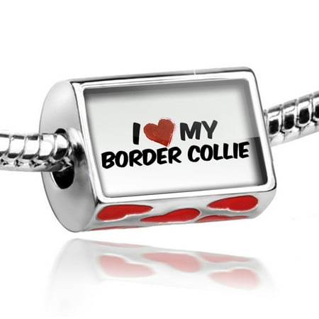 Scottish Border Collie - Bead I Love my Border Collie Dog from Scotland, England, Wales Charm Fits All European Bracelets