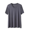 thumbnail image 2 of Mens Big & Tall T Shirts Plus Size L-5X Short Sleeve V Neck Tees Tops Casual Stretchy Slim Solid Color Pullover Loungewear Workout Modal-Tshirts Shirt, 2 of 6