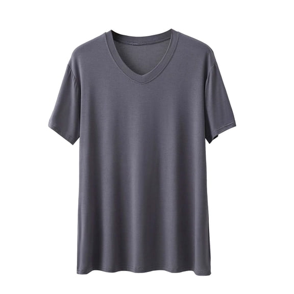 DeHolifer Mens Modal Shirts for Summer Plain Tshirts Short Sleeve T Shirts Comfy Pullover Breathable Tees Stretchy Tshirt Gray 4XL