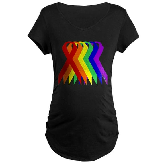 CafePress - Ribbons For All Maternity Dark T Shirt - Maternity Dark T-Shirt
