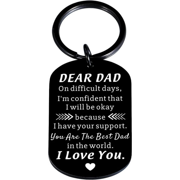 Christmas Dad Gift from Daughter Son Dad Keychain Gift for Daddy Papa Father Christmas Birthday Valentine Day Thanksgiving Anniversary Key Tags for Men Keyring Gift from Kids Child I Love You Dad