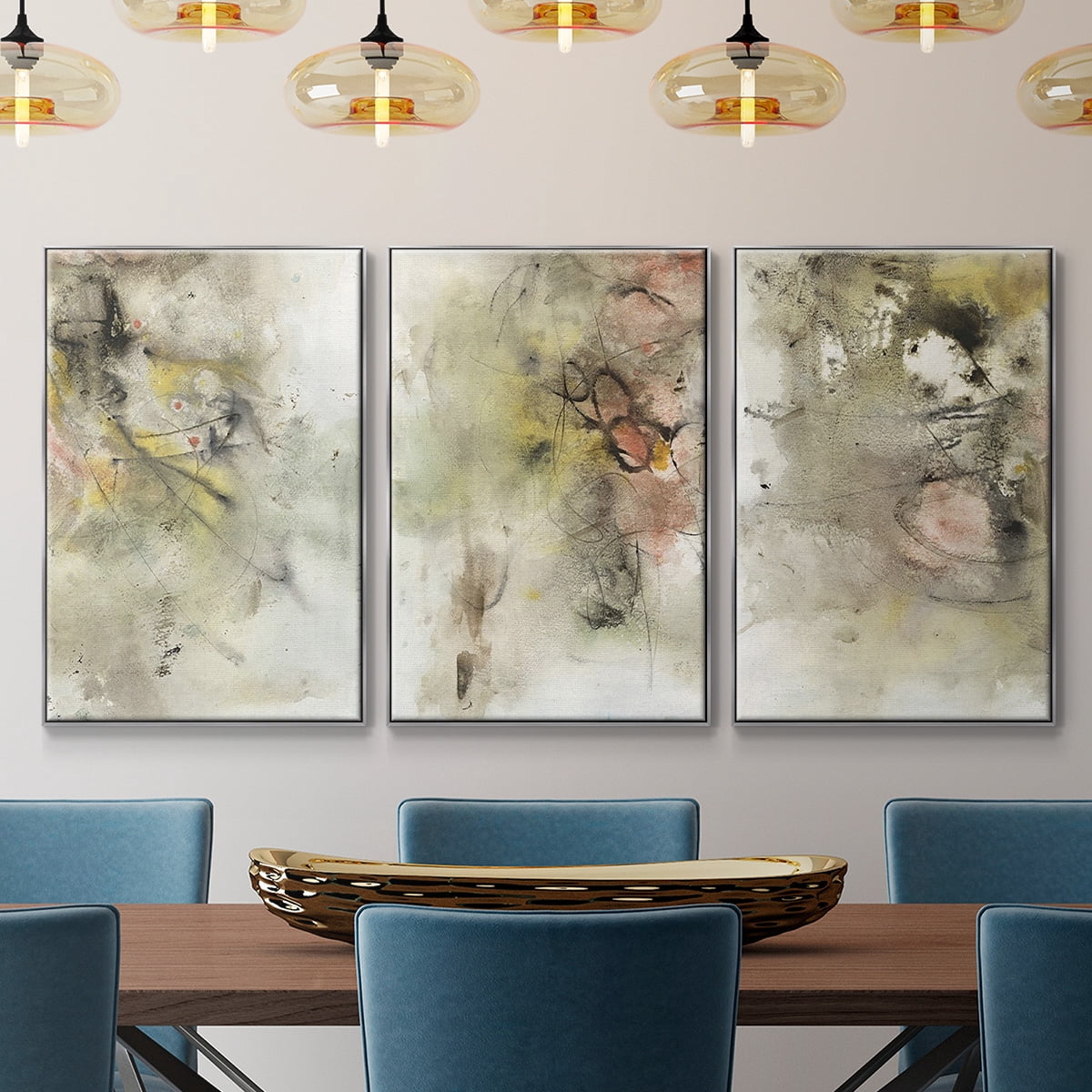 Soft Inspiration I - Framed Premium Gallery Wrapped Canvas L Frame 3 Piece Set - Ready to Hang