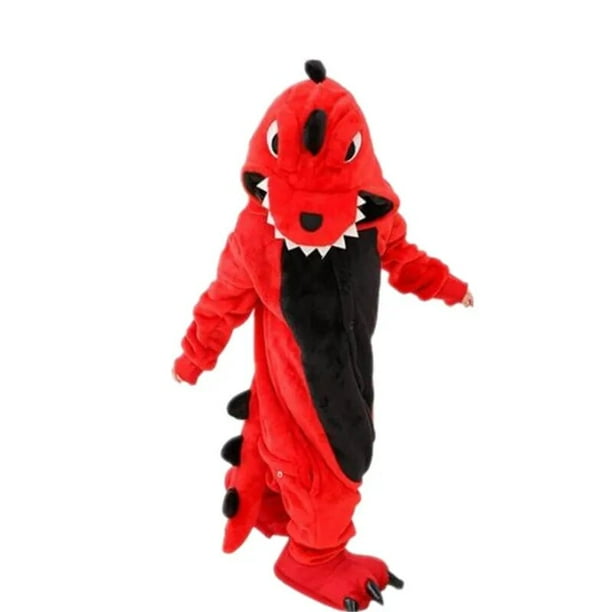 Conjunto de pijama de dinosaurio rojo Kigurumi para ninos mono de franela suave y calida traje de Cosplay de Animal rosa ropa de fiesta para invierno Walmart en linea
