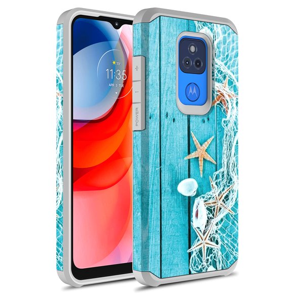 Rosebono Compatible with Moto G Play 2021 Case, Slim Hybrid Shockproof Hard Cover Graphic Fashion Colorful Skin Cover Armor Case for Moto G Play 2021 (Starfish)