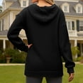 thumbnail image 4 of XIAOCHA Womens Hoodies Button V Neck Long Sleeve Solid Color Ribbed Knit Hooded Sweater Simpel Oversized Pullover Drawstring Top Black, 4 of 6