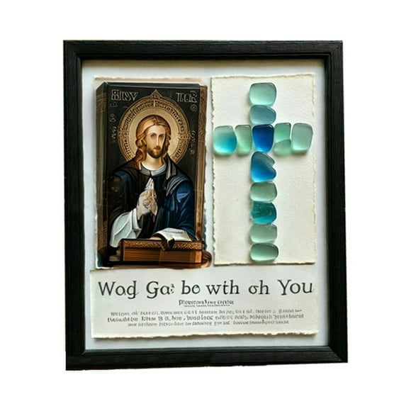 Binwennn Grandparent Sculpture Belle Ornament Classic Retro Sea Glass Mural | Sea Glass Art Works Take You To Appreciate The Different Ocean Style!