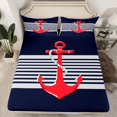 thumbnail image 2 of Erosebridal Red Anchor Sheet Set Full, Geometric Bedding Sets Full Size, Cartoon Nautical Decor, 4 Pieces, 2 of 7
