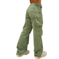thumbnail image 3 of Sedceaty Women Cargo Pants, Zipper Button Closure Solid Trousers with Pockets for Casual Street, 3 of 9