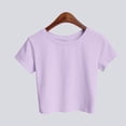 thumbnail image 2 of Outfmvch crop tops for women Summer Basic Tees Cotton Crop Tops graphic tees for women compression shirt short sleeve crop tshirts shirts for women workout tops womens tops summer Purple M, 2 of 4