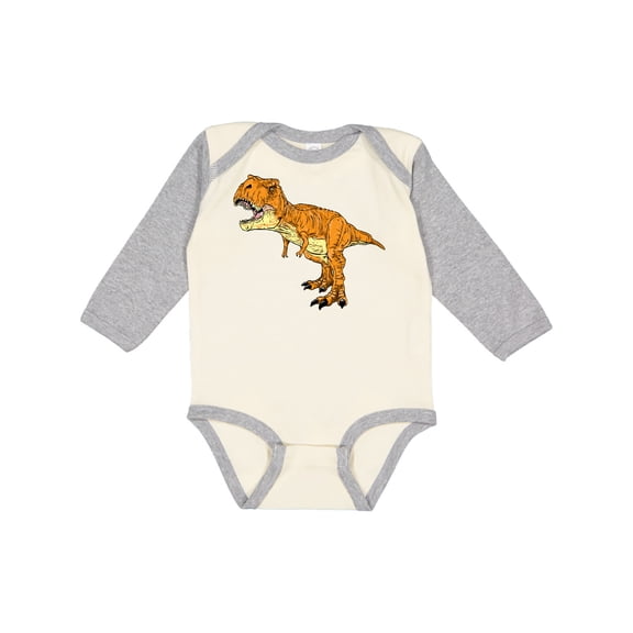 Inktastic Roaring T-Rex Boys or Girls Long Sleeve Baby Bodysuit