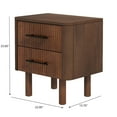 thumbnail image 2 of Noble House Logan Mid-Century Modern Nightstand, Solid Walnut Wood with 2 Drawers and Storage Shelf, 24" Tall, Brown, 2 of 7