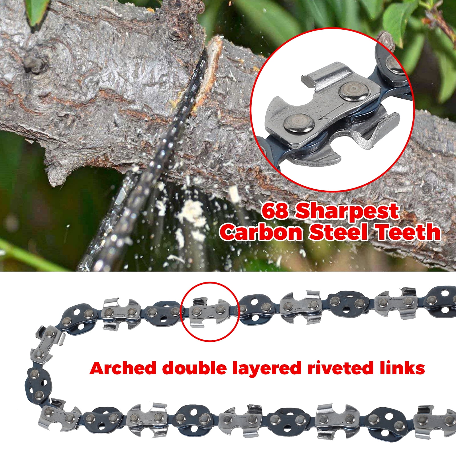 OKYMOTOR 53 Inch Hand Rope Chain Saw Sharp Manual Tree Chain Saw with 68 Teeth Folding Pocket Wood Cutting Tool for Gardening Camping Survival Gear