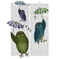 thumbnail image 2 of Fab Funky 26x32 Gold Ornate Wood Framed with Double Matting Museum Art Print Titled - Owls with Umbrellas, 2 of 4