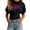 Black, variant on Girls Graphic T-Shirt London UK Flag Print Short Sleeve Casual Top Summer Tee for Kids