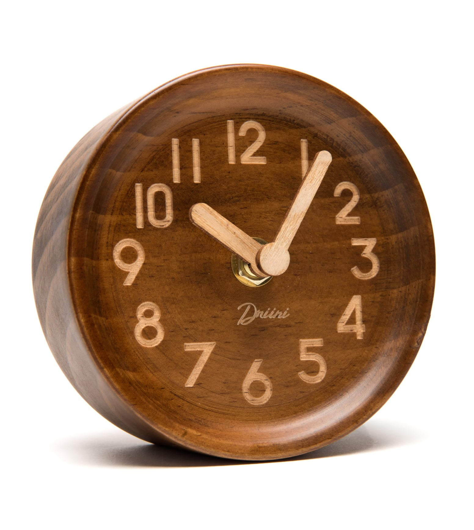 Driini Wooden Analog Desk Clock Easy to Read; Silent Sweep Table