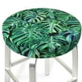 thumbnail image 3 of Daiia Monstera Leaves Stool Covers Round,Round Bar Stool Covers Waterproof Bar Chair Covers Washable Stool Cushion Slipcover for 12-14 Inch Chair-14 inch, 3 of 7