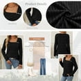thumbnail image 3 of SUNBS Long Sleeve Shirts for Women Top Trendy Casual Square Neck Tops Lightweight Sweaters womens shirts, 3 of 8