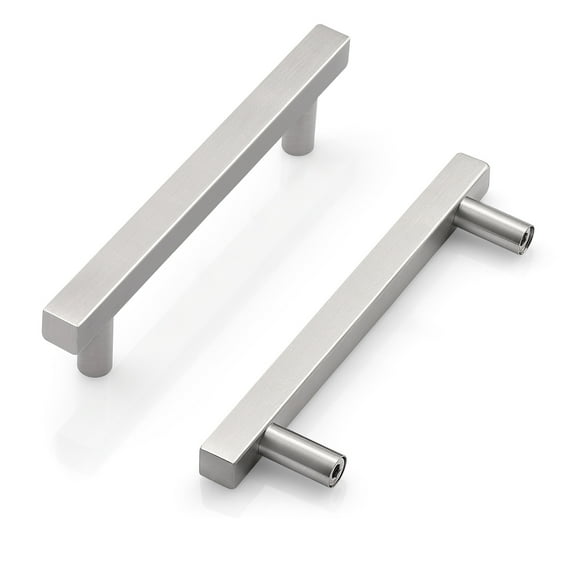 knobelite 25 Pack Cabinet Handles Stainless Steel 3-3/4inch (96mm) Hole Centers Square T Bar Kitchen Cabinet Handles Drawer Pulls for Kitchen Furniture Hardware
