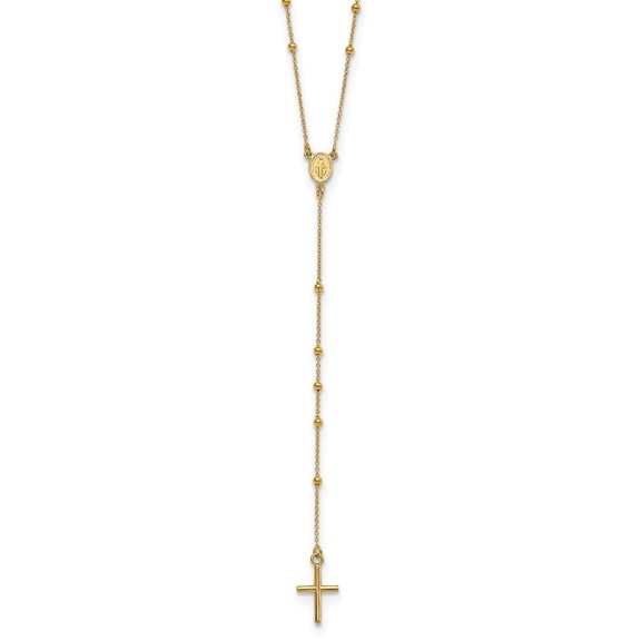 Auriga Fine Jewelry 14K Yellow Gold Rosary 24 inch Necklace for Women 24"