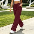 thumbnail image 6 of Kctiaxy Sweatpants Women High Waisted Drawstring Solid Color Long Joggers Wide Leg Comfy Lightweight Open Bottom Sports Pants with Pockets, 6 of 8