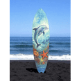 thumbnail image 2 of Dolphin Surfboard Wall Art – Coastal PVC Beach House Decor, Ocean Animal Wall Sign, Tropical Scene, 3 Foot, 2 of 7