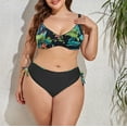 thumbnail image 4 of TSADFHJI 2 Piece Swimsuits Bikini Plus Size Print High Waisted Bottom Bathing Suits Vintage Ladies Split High Waist Bikini Swimsuit Womens Bras Plus Size Robe Bras Small Chest Push Up Green XL, 4 of 7