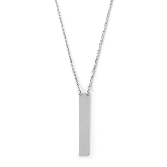 Vertical Bar Drop Necklace Engraveable Sterling Silver