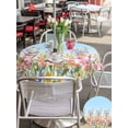 thumbnail image 6 of Outdoor Tablecloth with Umbrella Hole Zipper Pink Flowers Round Tablecloth 54" Waterproof Outside Table Cloth Spring Floral Daisy Pastoral Botanical Sky Blue Patio Table Cover Tablecloths for Picnic, 6 of 8