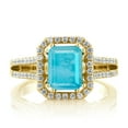 thumbnail image 2 of Gem Stone King 2.58 Ct Emerald Cut Green Turquoise 18K Yellow Gold Plated Silver Ring, 2 of 5