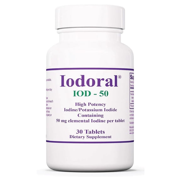 Optimox Iodoral 50 mg Supplement - Potassium Iodide Tablets, High Potency Iodine Tablets, Iodine Supplements for Thyroid Support, Daily Vitamins and Minerals, Lugol's Iodine Solution - 30 Count.