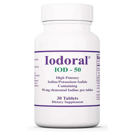 Optimox Iodoral 50 mg Supplement - Potassium Iodide Tablets, High Potency Iodine Tablets, Iodine Supplements for Thyroid Support, Daily Vitamins and Minerals, Lugol's Iodine Solution - 30 Count.