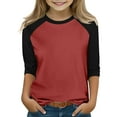 thumbnail image 2 of Économies d'Automne! HVOBTTY T-shirt Décontracté à Manches 3/4 pour Tout-Petit, Garçons Filles Orange Festival Mode Décontractée Haut à Manches 3/4 Col Rond Ensemble pour 3-14 Ans Noir, 13 Ans, 2 of 5
