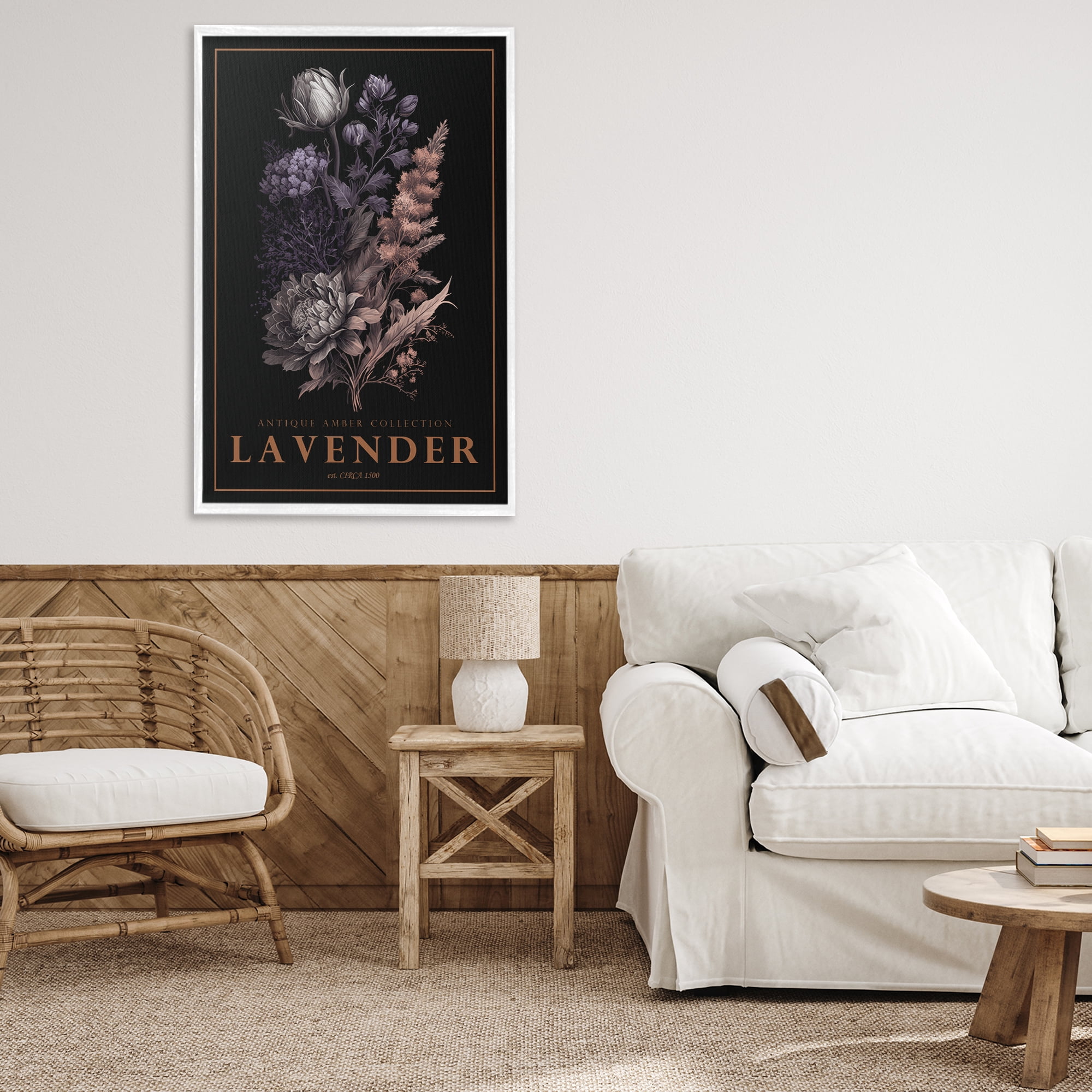 Stupell Industries Antique Lavender Light White Framed Giclee Art, design by Chris Giampietro