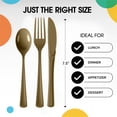 thumbnail image 5 of Exquisite Heavyweight Metallic Gold Plastic Forks, Spoons & Knives Assortment, Medium Size, 24 Count, 5 of 6