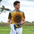 thumbnail image 3 of Honeii Sky Golden Sunflower Field Print Polo Shirt, A Classic Short-Sleeved, Button-Down Golf Shirt for Men,Mens Polo Shirts Short Sleeve-X-Large, 3 of 6