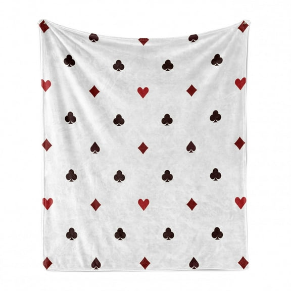 Casino Soft Flannel Fleece Throw Blanket, Gambling Club Lifestyle Fortune Luck Advertise Minimalistic Design Artwork, Cozy Plush for Indoor and Outdoor Use, 50" x 60", Red Ruby Maroon, by Ambesonne