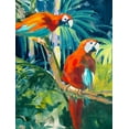 thumbnail image 2 of Slivka, Jane 12x14 Black Ornate Wood Framed with Double Matting Museum Art Print Titled - Parrots in Tropics II, 2 of 4