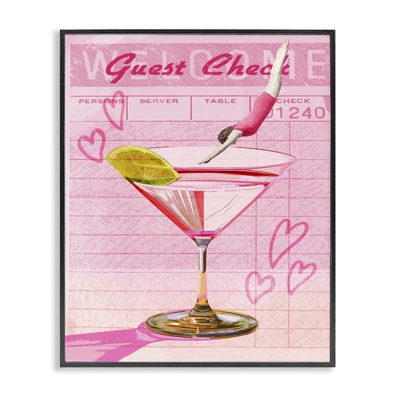 Stupell Industries Diver into Cocktail Guest Check Food & Beverage Painting Black Framed Art Print Wall Art, 11 x 14