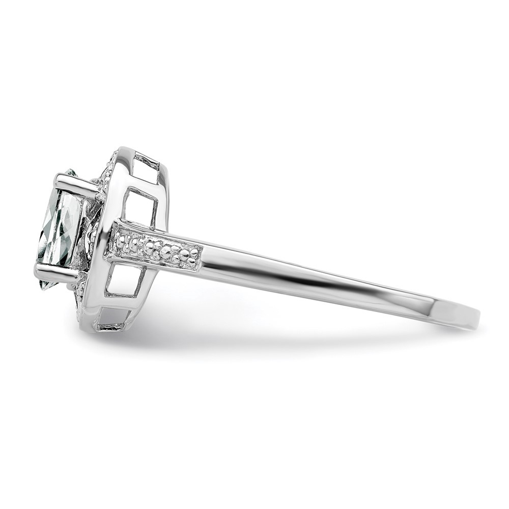 Diamond2Deal 925 Sterling Silver Oval-Cut White Topaz and Diamond Engagement Ring Size- 10 for Women