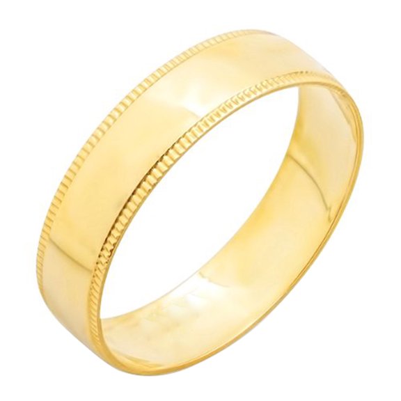 Dazzlingrock Collection 4MM Plain Domed Milgrain Traditional Fit Unisex Wedding Band | 10K Yellow Gold, Size 6