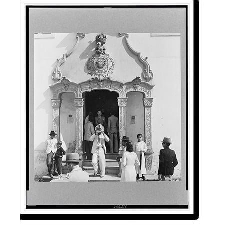 Historic Print, [People in front of the side door of Santuário do Bom Jesus de Matosinhos, Congonhas do Campo, Brazil], 16" x 20"