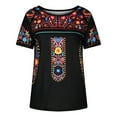 thumbnail image 3 of Fashion Woman Causal Round Neck Printing Blouse Short Sleeve T-Shirt Summer Tops, 3 of 7