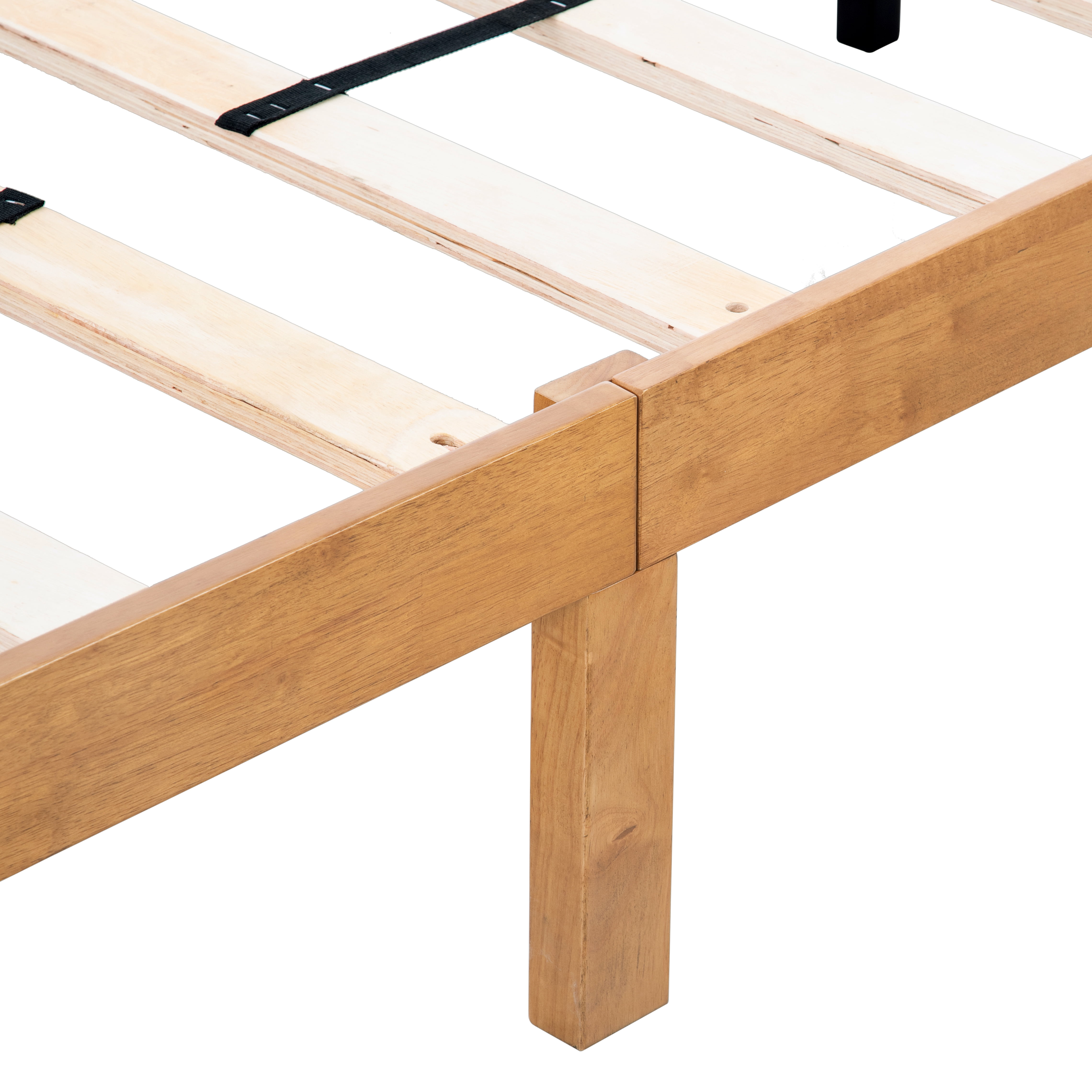SIBEDS 12 inch Queen Size Bed Frame Solid Wood with Slats, No Box Spring Needed, Heavy Duty 700 lbs, Noise-Free, Easy Assembly, Natural