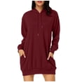 thumbnail image 1 of Pisexur Robe à Capuche pour Femmes à Manches Longues avec Poche, Robe à Capuche, Chandail en Molleton à Taille, Hauts Unis, Robe pour Femmes, 1 of 6